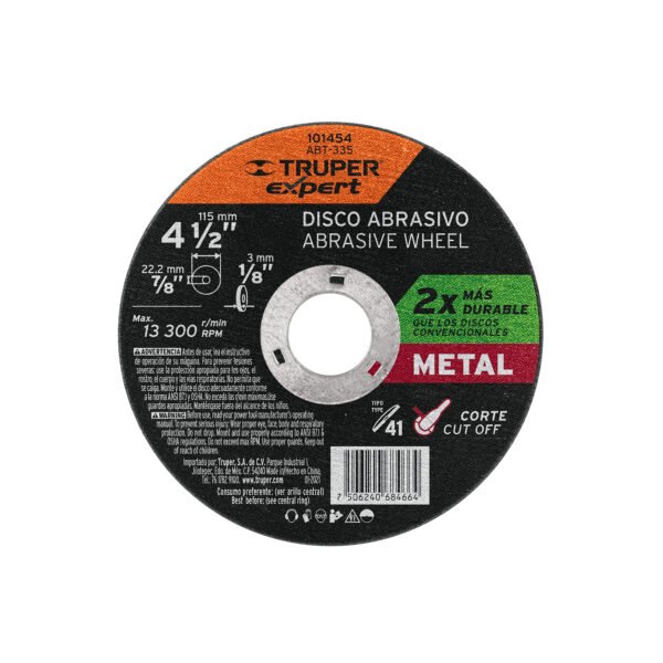 Disco para corte de metal 4-1/2 tipo 41 Truper Expert 101454