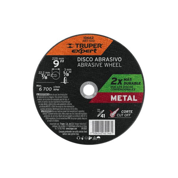 Disco para corte de metal tipo 41 diÃ¡metro 9 Expert 10662