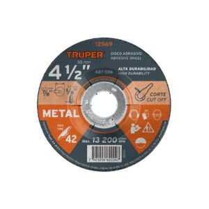 Disco Tipo 42 de 4-1/2 x 3.2 mm para corte de metal Truper 12569