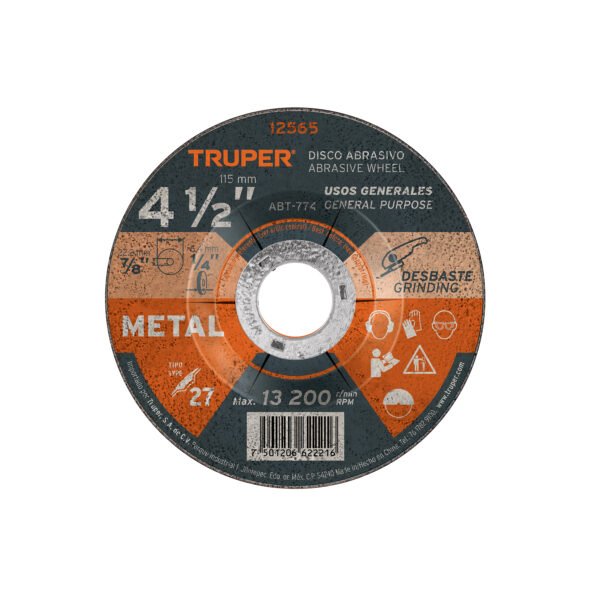 Disco Tipo 27 de 4-1/2 x 6.4 mm para desbaste de metal 12565