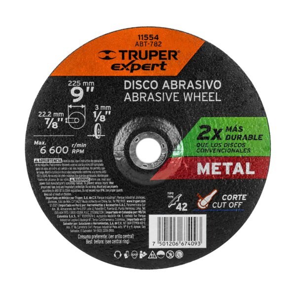 Disco Tipo 42 de 9 x 32 mm corte metal Truper Expert 11554