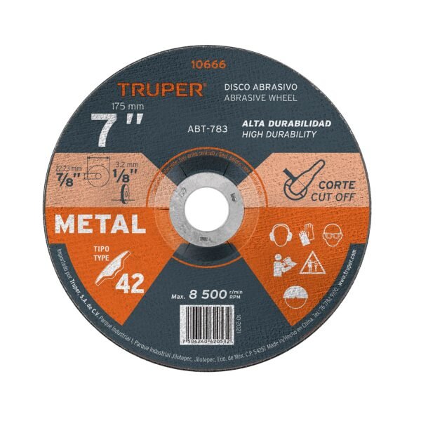 Disco Tipo 42 de 7 x 3.2 mm para corte de metal Truper 10666