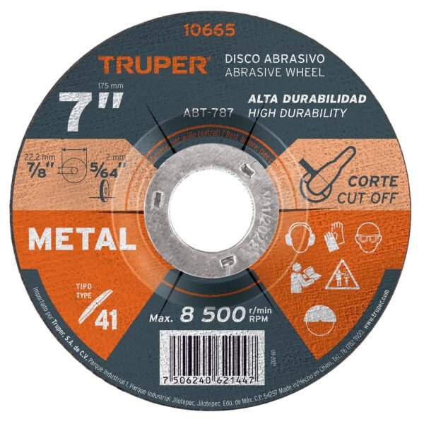 Disco de 7 para corte de metal tipo 41 Truper 10665