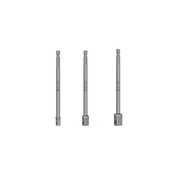 Juego de 3 adaptadores largos para dados de 1/4 3/8 y 1/2 19599