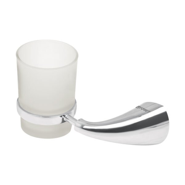 Portavaso cepillero metálico con vaso de vidrio Foset Aero 49632