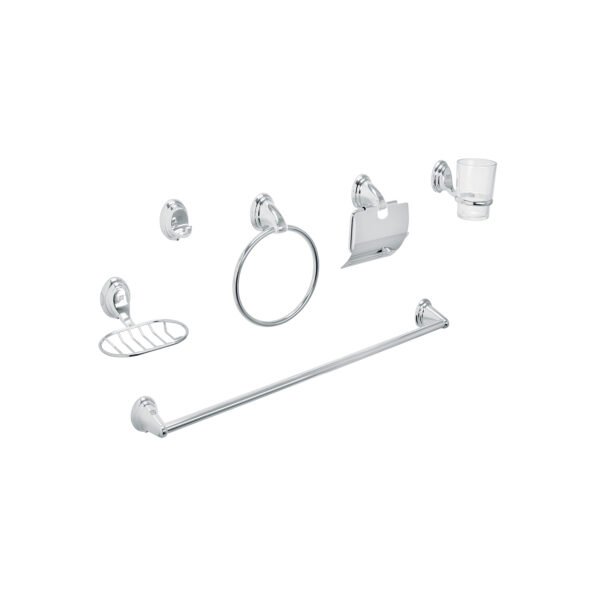 Juego de 6 accesorios p/baño cromo chapetón ovalado Aqua 48341