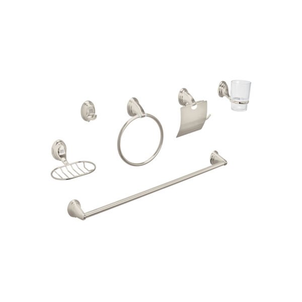 Juego de 6 accesorios p/baño satín chapetón ovalado Aqua 49162