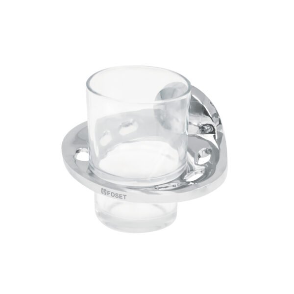 Portavaso cepillero metálico con vaso de vidrio Foset Aqua 49398