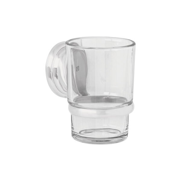 Portavaso cepillero satín con vaso de vidrio Foset Aqua 45978