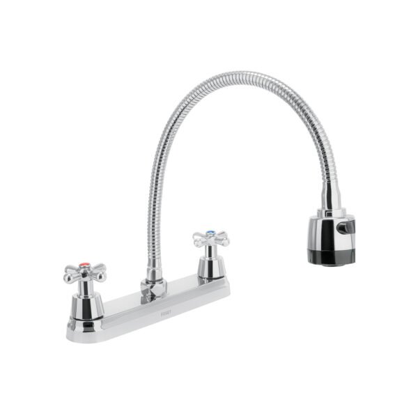 Mezcladora fregadero 8 cromo cuello flexible crucetaAQUA 49819