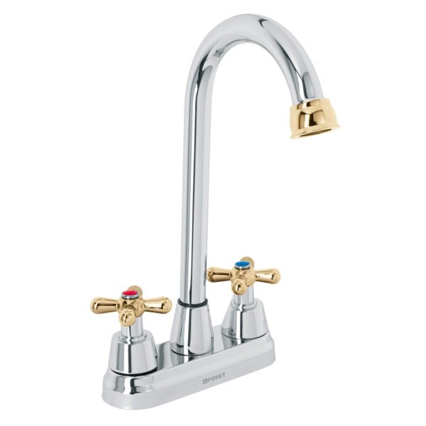 Mezcladora lavabo 4 cromo-oro tipo bar cruceta AQUA 45621