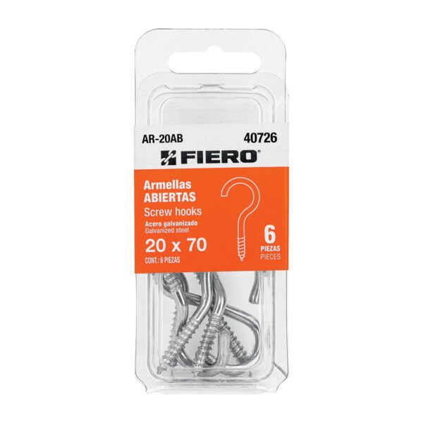 Blíster con 6 armellas abiertas de 20 x 70 Fiero 40726