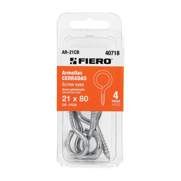 Blíster con 4 armellas cerradas de 21 x 80 Fiero 40718