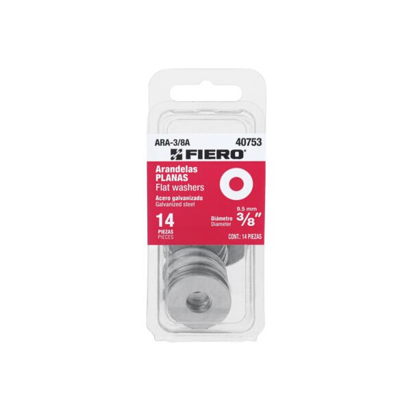 Blíster con 14 arandelas planas de 3/8 Fiero 40753