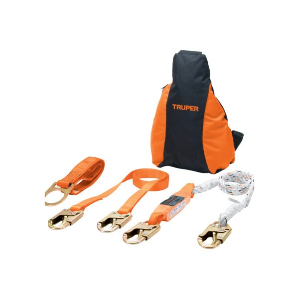 Kit contra caídas con arnés de tres anillos ANSI Truper 100887
