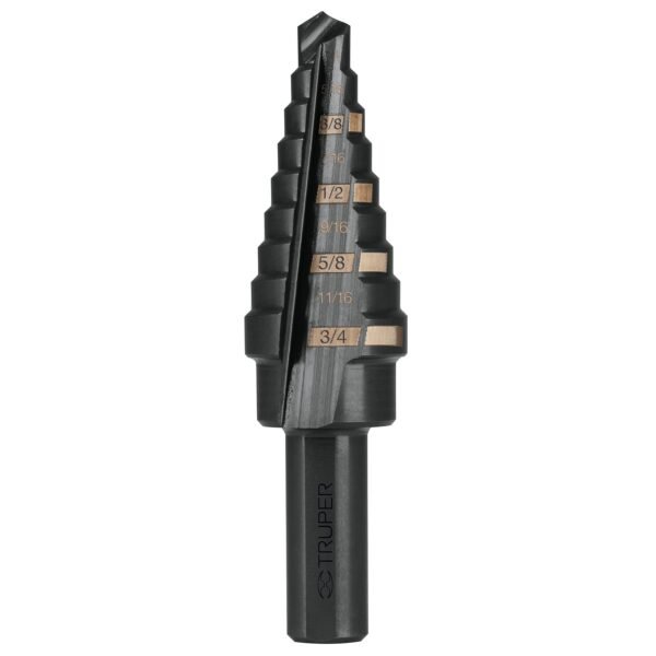 Broca escalonada óxido negro 9 escalones 1/4 a 3/4 Truper 12123