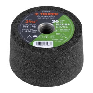 Copa desbaste de piedra 3-5/32 grano 36 eje 5/8-11 Truper 13780