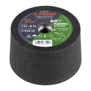 Copa desbaste de piedra 3-5/32 grano 60 eje M14 Truper 13784