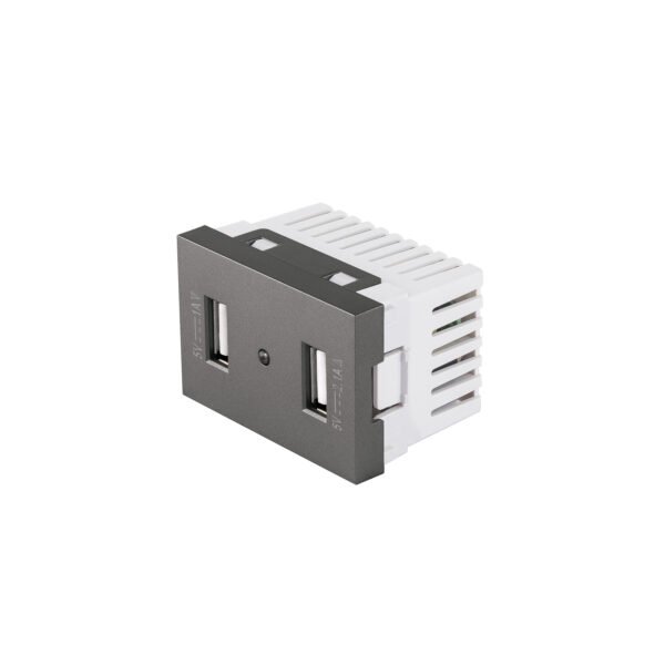 Toma 2 puertos USB acero inox de 1.5 módulos línea Lisboa 47829