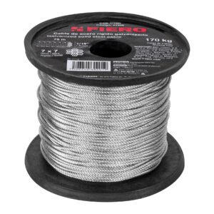 Metro de cable rígido 1/16 de acero 7x7 hilos 75 m Fiero 44208