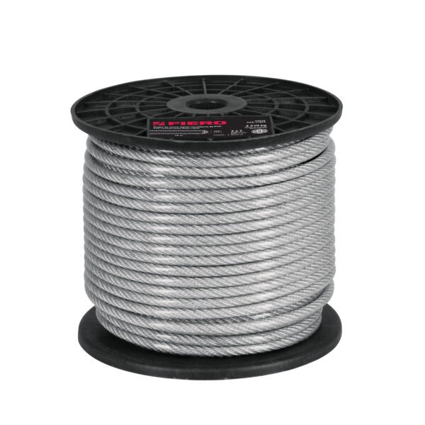Metro de cable rígido 1/16 acero 7x7 recubierto PVC 75 m 44220