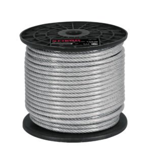 Metro de cable rígido 1/4 acero 7x7 recubierto PVC 75 m 44218