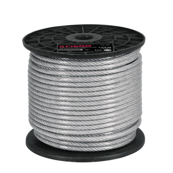 Metro de cable rígido 1/4 acero 7x7 recubierto PVC 75 m 44218