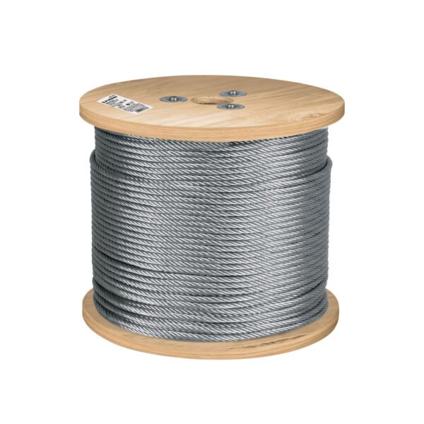 Metro de cable rígido 1/4 acero 7x7 recubierto PVC 300 m 48808