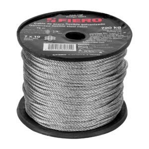Metro de cable flexible 1/8 de acero 7x19 hilos 75 m 44211