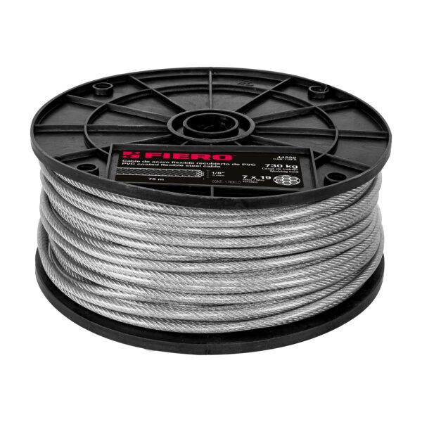 Metro cable flexible 1/8 acero 7x19 recubierto PVC 75 m 44225