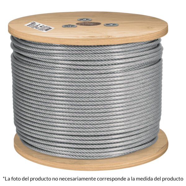 Metro cable flexible 1/8 acero 7x19 recubierto PVC 300 m 48810