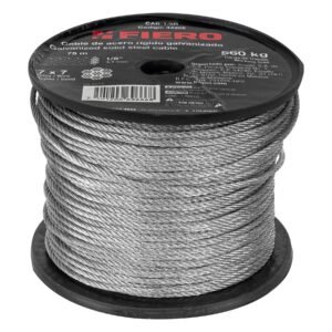Metro de cable rígido 1/8 de acero 7x7 hilos 75 m Fiero 44205
