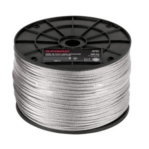 Metro de cable rígido 1/8 de acero 7x7 hilos 300 m Fiero 48797
