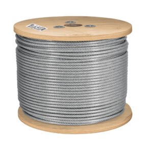 Metro de cable rígido 1/8 acero 7x7 recubierto PVC 300 m 48806