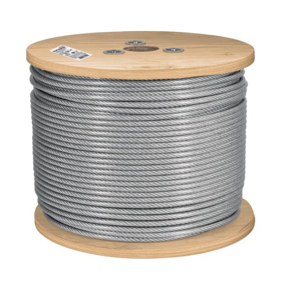 Metro de cable rígido 1/8 acero 7x7 recubierto PVC 300 m 48806