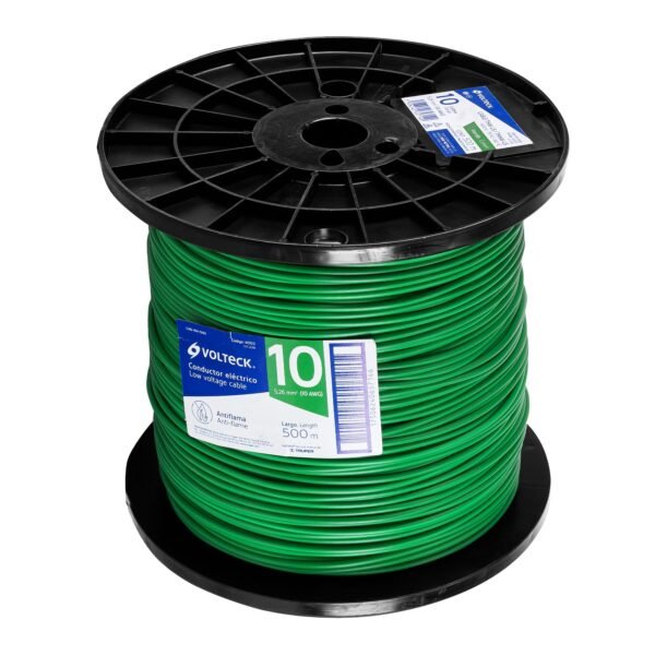 Metro de cable THHW-LS 10 AWG verde en carrete de 500 m 40122