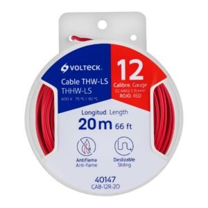 CAB-12R-20.jpg Carrete con 20 m de cable THHW-LS 12 AWG rojo Volteck 40147