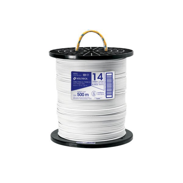 Metro de cable THHW-LS 14 AWG blanco en carrete de 500 m 40112