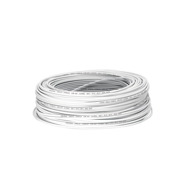 Rollo de 100 m de cable THHW-LS 14 AWG blanco Volteck 46057