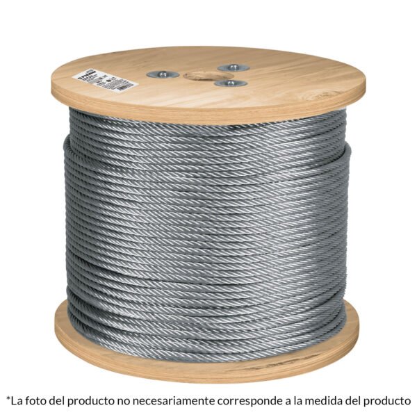 Metro de cable flexible 3/16 de acero 7x19 hilos 300 m 48802