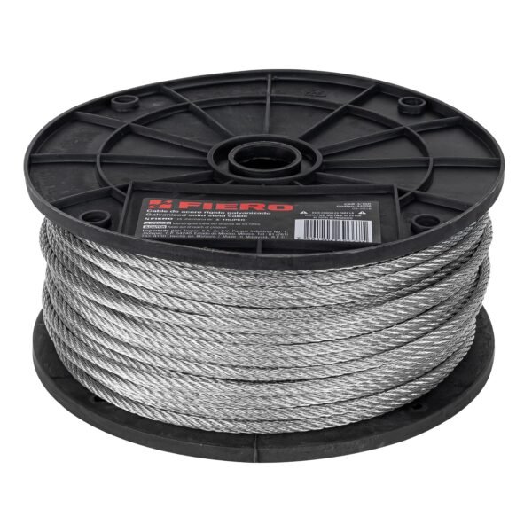 Metro de cable rígido 3/16 de acero 7x7 hilos 75 m Fiero 44206