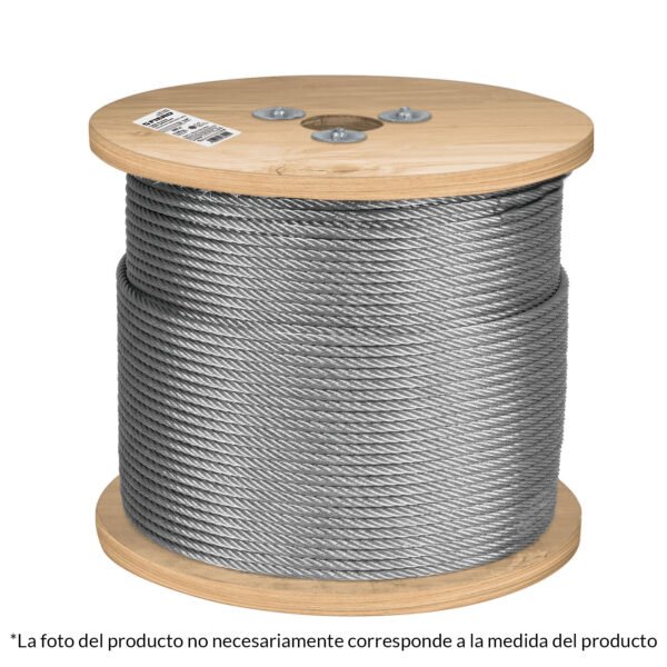 Metro de cable rígido 3/16 de acero 7x7 hilos 300 m Fiero 48798