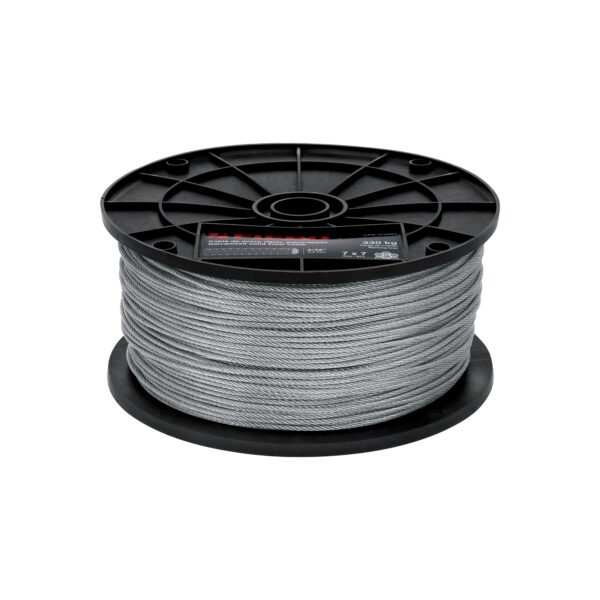 Metro de cable rígido 3/32 de acero 7x7 hilos 300 m Fiero 48796