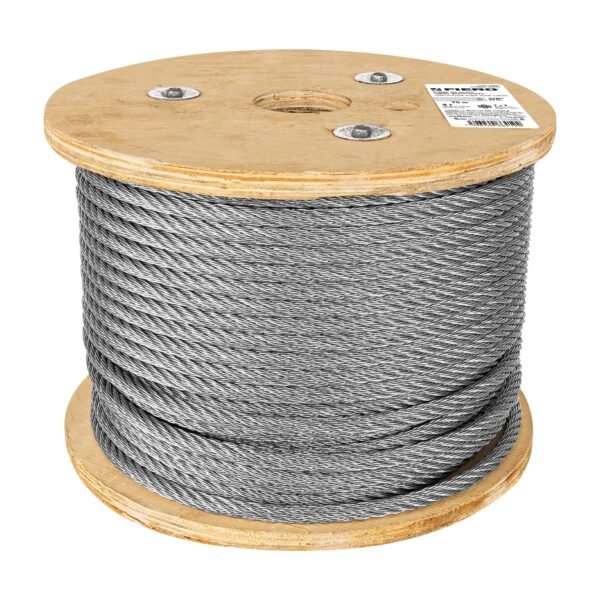 Metro de cable rígido 3/8 de acero 7x7 hilos 75 m Fiero 48814
