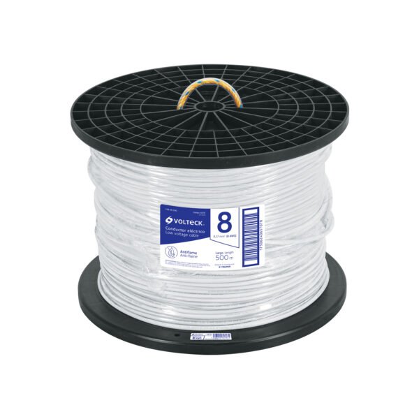 Metro de cable THHW-LS 8 AWG blanco en carrete de 500 m 40115