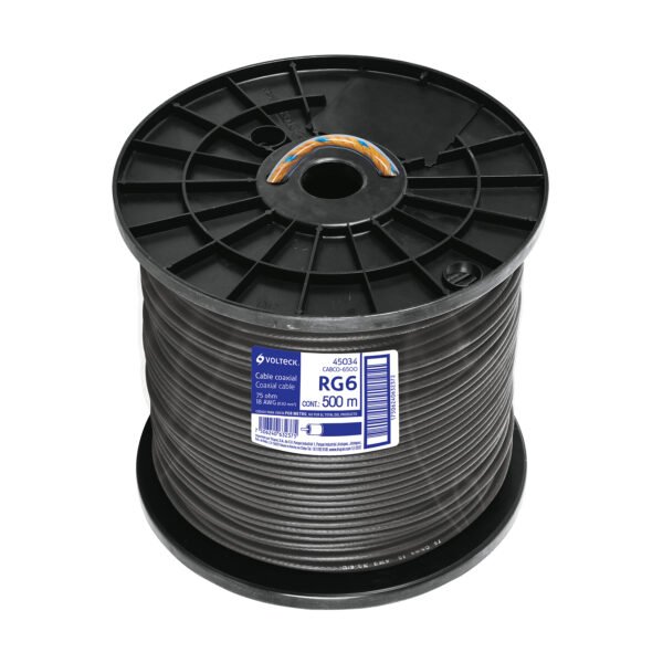 Metro de cable coaxial RG6 en carrete de 500 m Volteck 45034