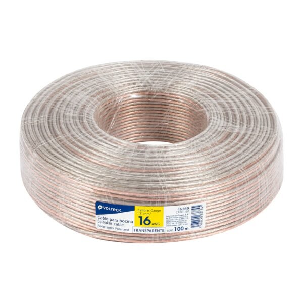 Rollo de 100 m cable polarizado transparente p/bocina 16 AWG 46269