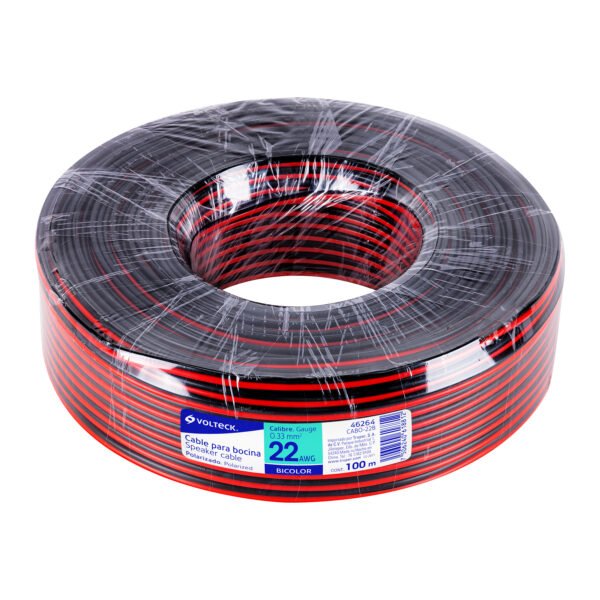 Rollo de 100 m de cable polarizado bicolor p/bocina 22 AWG 46264