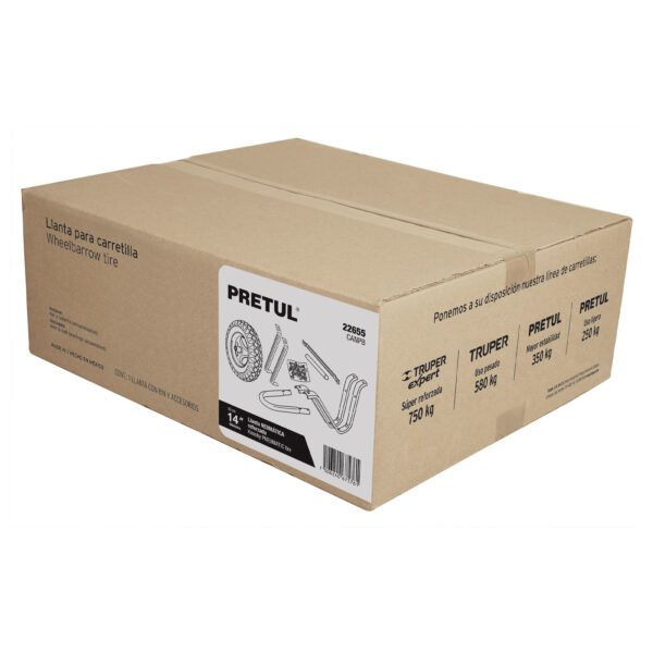 Caja c/llanta neumática y acc. p/carretilla gris PRETUL 22655
