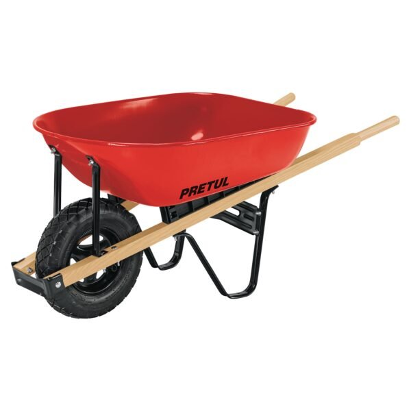 Carretilla 5.5ft3 roja neumática bastidores madera PRETUL 20622